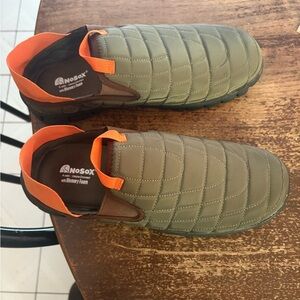NoSox Men's Quilted Slip-On Loafers - Green and Orange